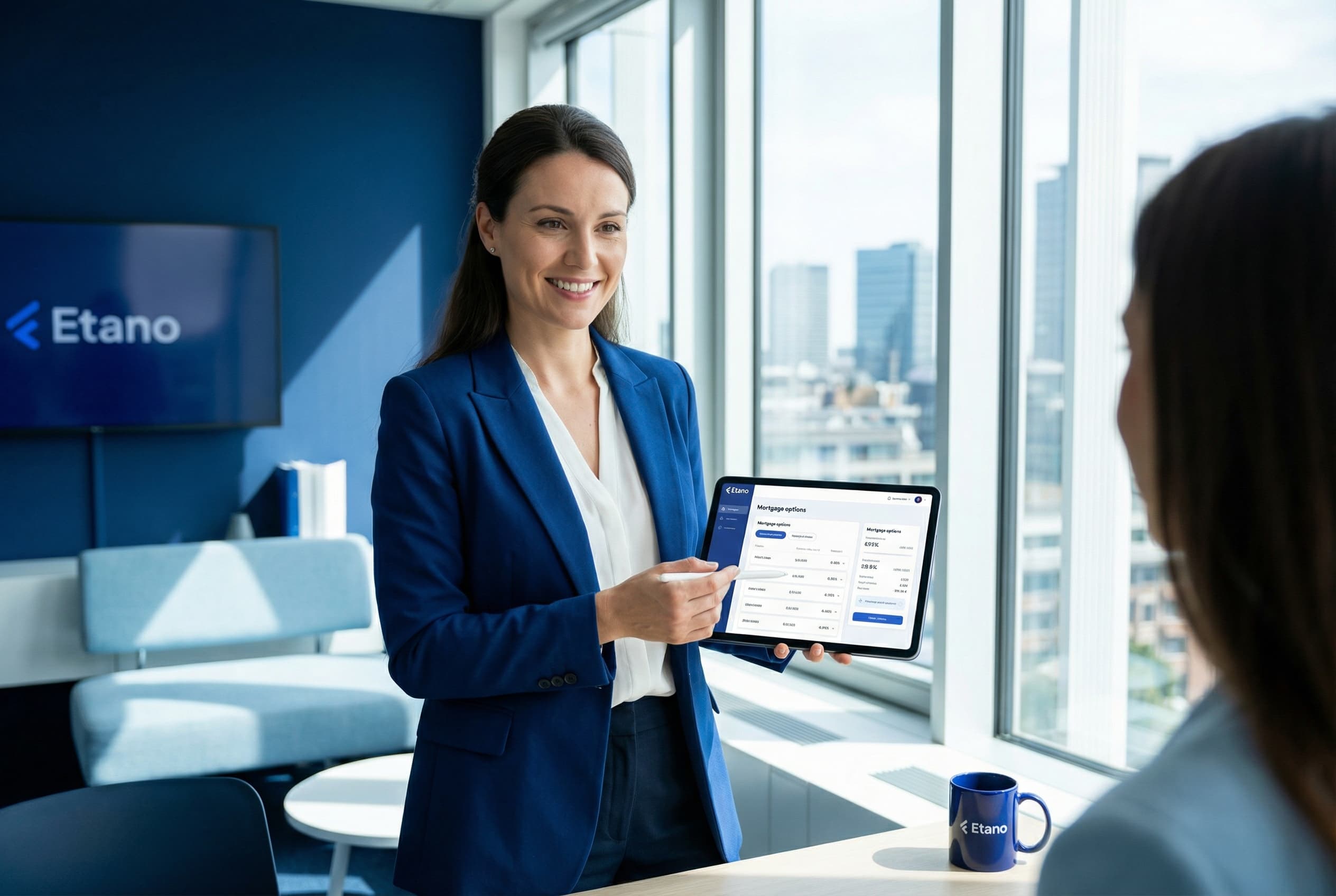 Experte ETANO coordonnant un projet immobilier avec tablette en Belgique